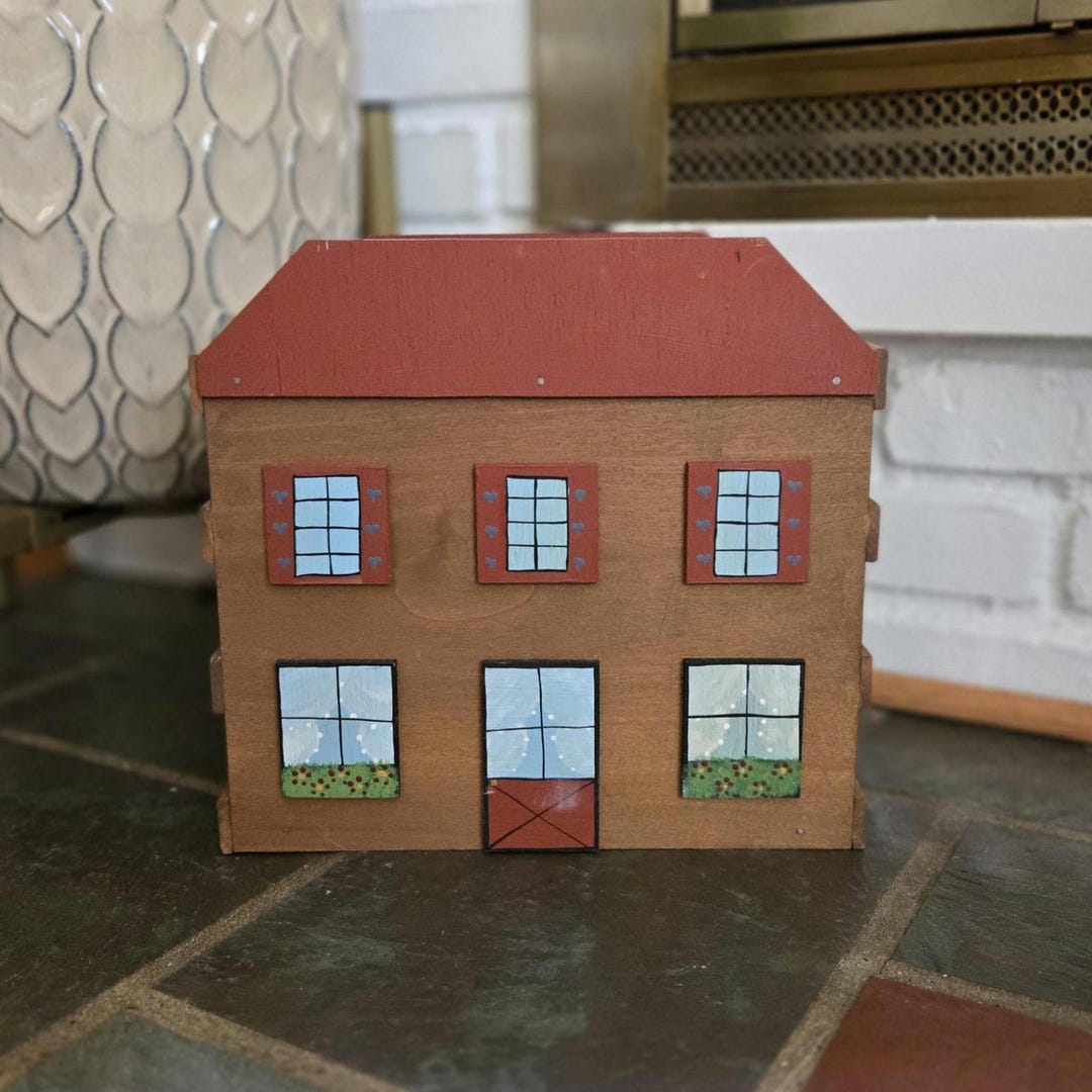 Vintage Wooden House Crate – Rustic Farmhouse Cottage Storage Box With ...