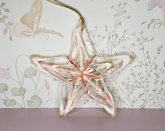 Starfish Seashell Ornament, Coastal Wall Hangin, Xmas Tree Topper