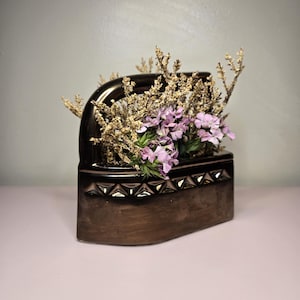 Vintage Nelson McCoy 1940-50’s Bronze Iridescent Glazed Iron Handled Planter Pot