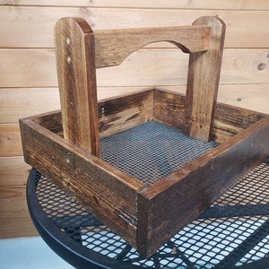 Handmade Reclaimed Wood Garden Trug/Hod Egg Produce Harvest Basket 10x13