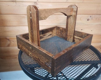 Handmade Reclaimed Wood Garden Trug/Hod Egg Produce Harvest Basket 10x13