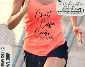 Coffee tank top Ladies coffee tank I run on caffeine Mom Life tanktop Workout shirt Funny Coffee top Coffee Lover Gift for her Running shirt