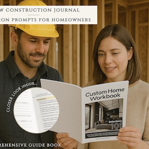 House Building Planner, New Construction Home Design Selection Planner, House Construction, Contractor Checklist, Home planning journal