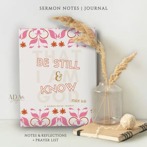 Cuaderno de notas para sermones cristianos / Plan de estudio bíblico / Diario para tomar notas / Diseño boho rosa intenso