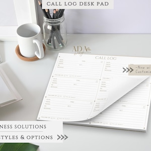Call Log Notepad | Tear-Off Desk Pad for Small Business & Office Organization