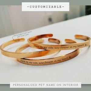 Dog Memorial Gifts Bracelet, Custom Name, Stainless Steel Cuff in Memory of Dog, Cat, Pet Remembrance Jewelry, Loss of Dog Sympathy Gifts