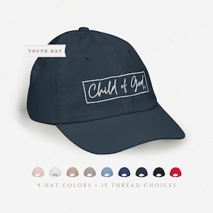 Youth 'Child of God' Baseball Cap | Embroidered Kids Hat | Jesus Faith Gift for Girls + Boys