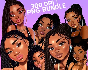 Black Woman PNG, Download digitale per sublimazione, Black Girl Clipart, Clipart afroamericano, Melanina png, magia della ragazza nera