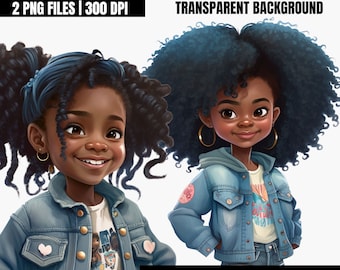 Little Black Girl png, Black Girl Clip art, Digital Download Bundle, African American Art, black girl SVG