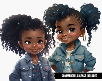 Black Girl Clip art, Digital Download Bundle, Little black girl png, black girl sublimation