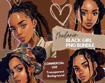 ClipArt Black Girl, Download digitale per sublimazione, Donna nera png, Clipart afro-americana, Melanina png, magia ragazza nera, afrocentrica