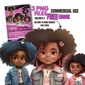 Black Girl png, Black Girl Clip art, Digital Download Bundle, African American Art