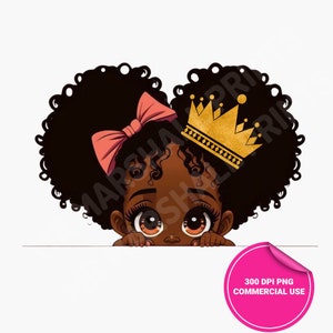 Black Girl Clipart, Peekaboo png, sublimation design, afro girl png, afro american girl png, afro baby png, black princess png