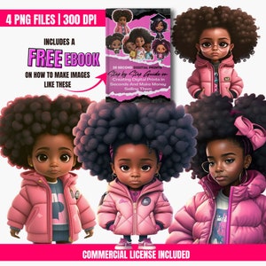 Black Girl png, Black Girl Clip art, Digital Download Bundle, African American Art
