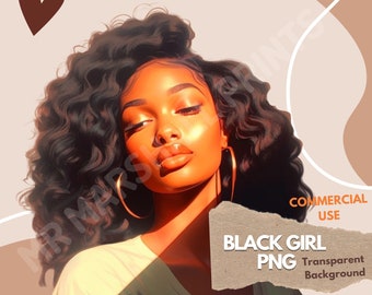 Black Woman PNG, Download digitale per sublimazione, Black Girl Clipart, Clipart afroamericano, Melanina png, magia della ragazza nera