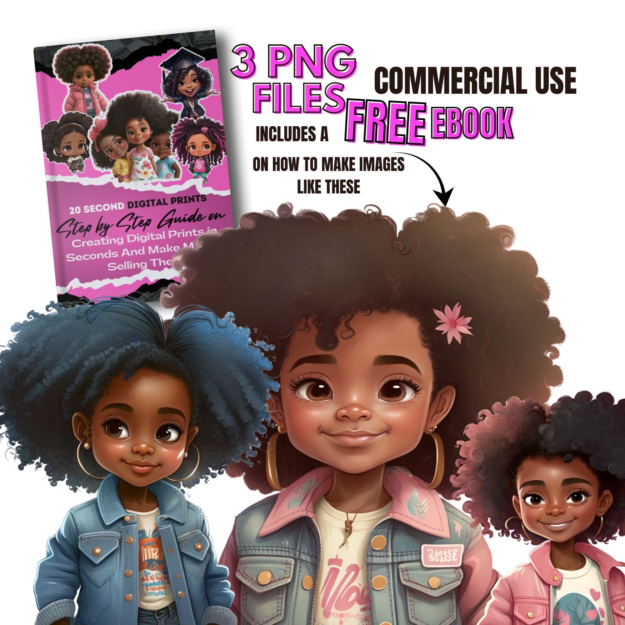 Black Girl Png, Black Girl Clip Art, Digital Download Bundle, African ...