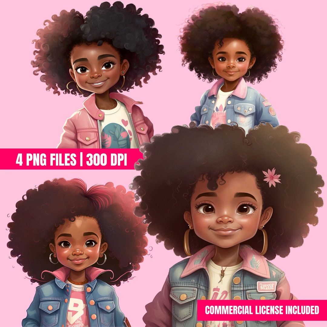 Black Girl Png, Black Girl Clip Art, Digital Download Bundle, African ...