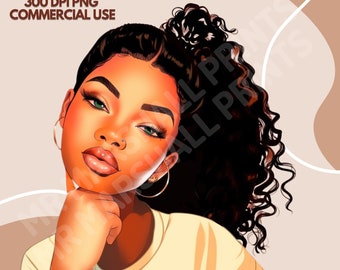 Black Woman PNG, Download digitale per sublimazione, Black Girl Clipart, Clipart afroamericano, Melanina png, magia della ragazza nera