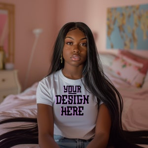 Black Girl Model Mock Up| Comfort Colors CC17 | Black Woman Model CC1717 | Lifestyle Mockup | Black Girl Aesthetic Mockup