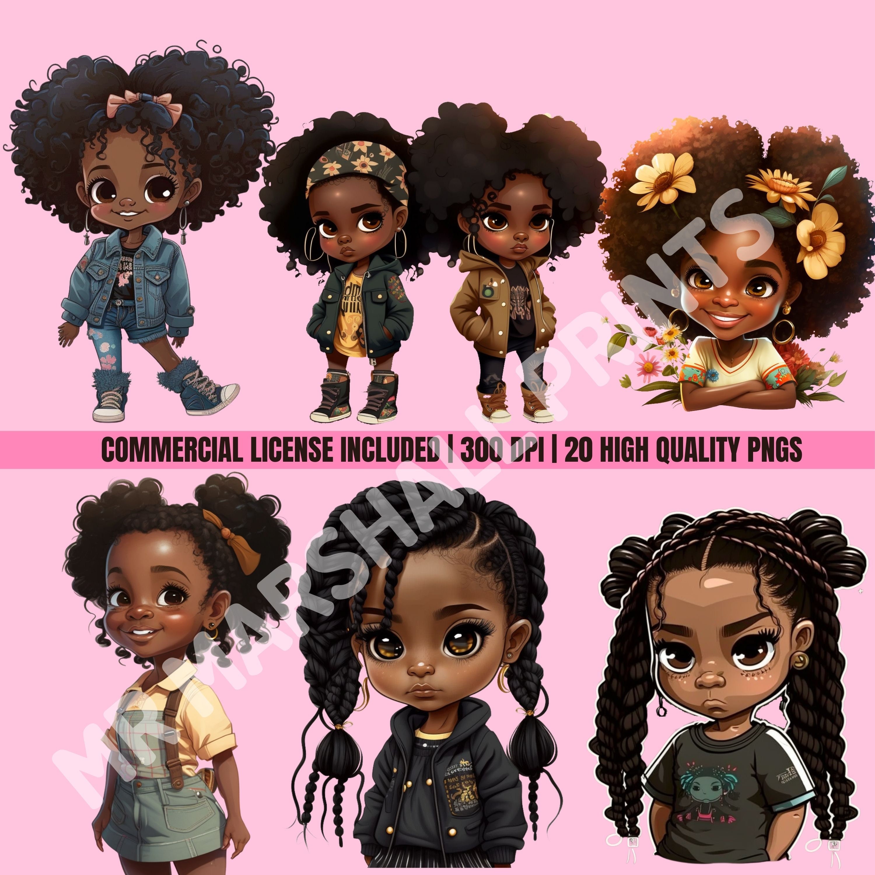 Black Girl Png, Black Girl Clip Art, Digital Download Bundle, African ...