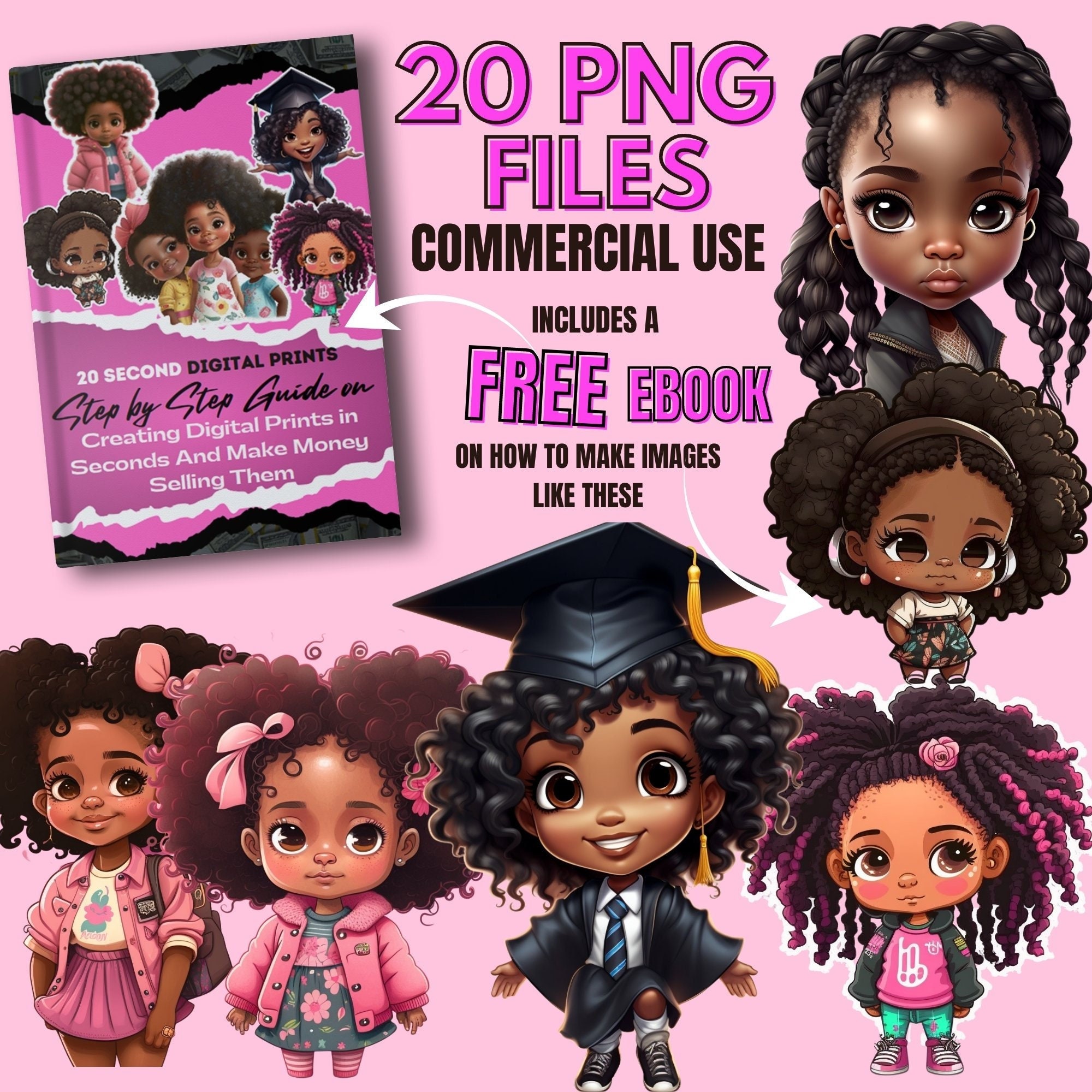 Black Girl Png, Black Girl Clip Art, Digital Download Bundle, African ...