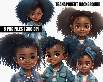 Black Girl Clip art, Digital Download Bundle, Little black girl png, black girl sublimation
