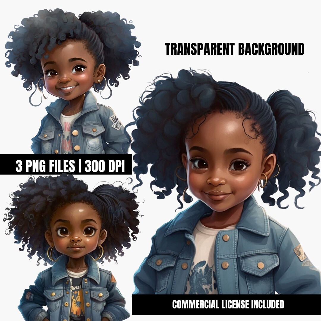Black Girl Png, Black Girl Clip Art, Digital Download Bundle, African ...