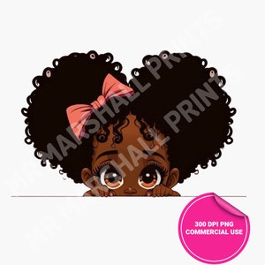 Black Girl Clipart, Peekaboo png, sublimation design, afro girl png, afro american girl png, afro baby png, black princess png