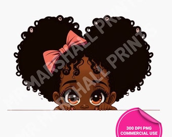 Imágenes prediseñadas de chica negra, Peekaboo png, diseño de sublimación, chica afro png, chica afroamericana png, bebé afro png, princesa negra png