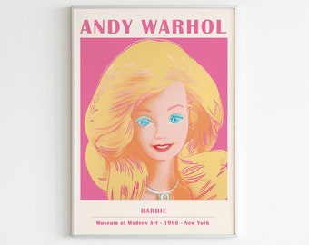 Warhol Pop Art Print, Andy Warhol Pink Doll Art Print, Floral Wall Art, Vintage Exhibition Art, Floral Pattern Print, Pastel Pink