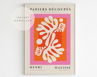 Henri Matisse Beige poster, vintage uitsnijdingen Art Print, jaren 60 vintage minimalistische poster, één regel Matisse Papiers Découpés Wall Art Poster