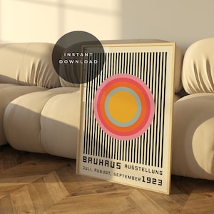 PRINTABLE Bauhaus Art Museum Poster, Bauhaus Print, Exhibition Poster, Minimalist Wall Art, Bauhaus Circles Poster, Digital Wall Art