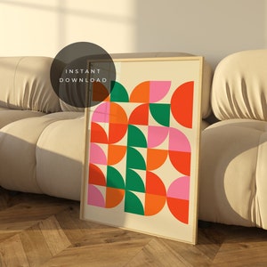 Printable Bauhaus Poster Print, Bauhaus Exhibition Poster, Geometric Wall Art, Mid Century Modern, Digital Art, Minimalist Retro Wall Art