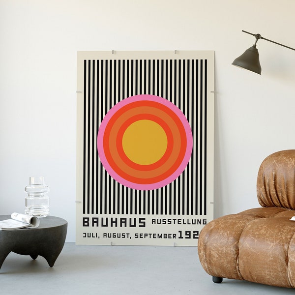 Bauhaus Trendiges Ausstellungsplakat, Bauhaus-Druck, Mid-Century-Dekor, Bauhaus-Wandkunst, trendiges Retro-Wohndekor, Vintage-Poster, Minimal-Dekor