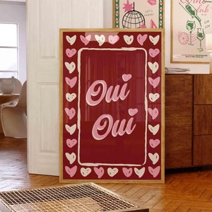 Oui Oui Print, Typography Print, Quote Poster, Red Wall Decor, Colorful Wall Decor, Quirky Decor, Funny Gallery Wall, French Text Print