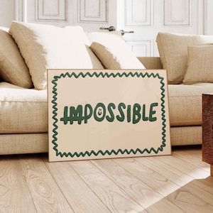 Tutto è possibile Stampa artistica, citazione motivazionale, illustrazione in stile retrò, stampe per la decorazione della cameretta dei bambini, arredamento preppy, stampa con citazione motivazionale