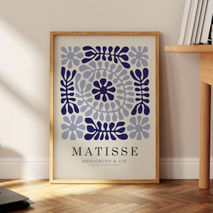 Henri Matisse Exhibition Poster, Blue Gallery Wall Art Print, Minimalist Beige Boho Art Print, Wall Decor, Garden, Neutral Living Room Art