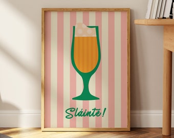 Slainte Irish Cheers Art Print: Funky Kitchen Wall Decor