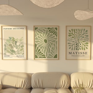 Henri Matisse Poster 3er Set, berühmte Galerie Wand Kunst Druck, Salbei grün beige Boho Kunstdruck, Wanddekoration, Schlafzimmer und Wohnzimmer Kunst Dekor