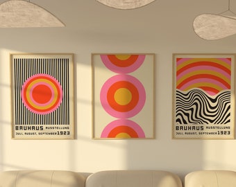 Bauhaus Print Set, Mid Century Modern Geometrische Wandkunst