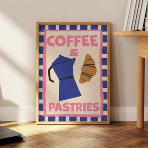 Retro koffieafdruk, vintage koffieposter, voedselafdruk, keukendecor, cafékunst, vintage voedselafdruk, Italiaans reisdecor, esthetisch decor