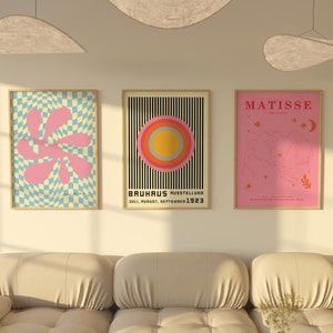 Abstract Gallery Art Wall Set of 3 Prints, Bauhaus Poster, Matisse Wall Art, Exhibition Poster Set of 3, Matisse Print Set, Dorm Room Decor
