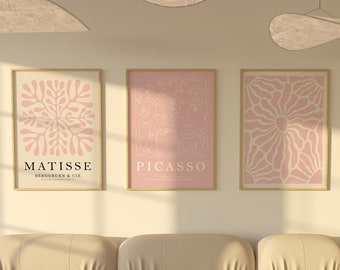 Matisse Exhibition Print Set, Pink Coquette Wall Art, Boho Dorm Decor