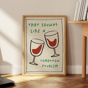 Kitchen Print, Wine Wall Art, Dining Room Print, Bar Sign, Wine Poster, More Wine Print, Hand Drawn Doodle Wall Art, Funny Gift For Her