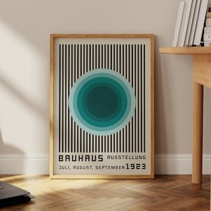 Poster della mostra Bauhaus, arte murale verde acqua, stampa Bauhaus, set di decorazioni scandinave, stampe di alta qualità, poster Bauhaus di grandi dimensioni