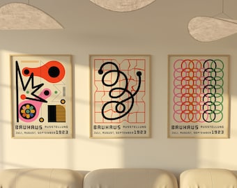 Bauhaus Ausstellungsplakat-Set, Mid Century Modern Gallery Wall Art
