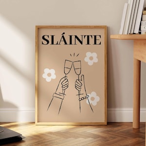 Slainte アイルランドの格言アートプリント、乾杯の定義プリント、タイポグラフィの引用、リビングルームとオフィスの壁アート、バーカートプリント、Cin Cin ポスター