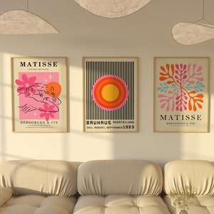 Henri Matisse Colorful Print Set of 3, Flower Market Set of 3 Prints, Exhibition Poster, Mid Century Decor, Boho Gallery Wall Prints