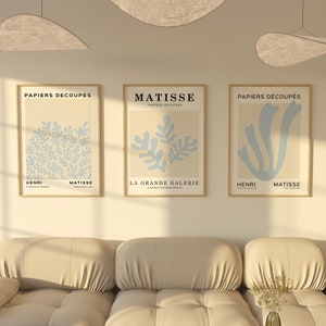 Matisse Print Set Of 3, Henri Matisse Poster, Blue Print Set, Matisse Wall Art, Matisse Exhibition Poster, Abstract Flower, Nursery Decor