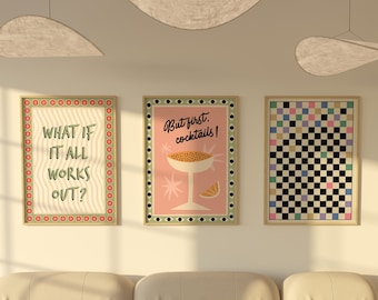 Conjunto de láminas eclécticas para pared, estilo Bauhaus Cocktail.